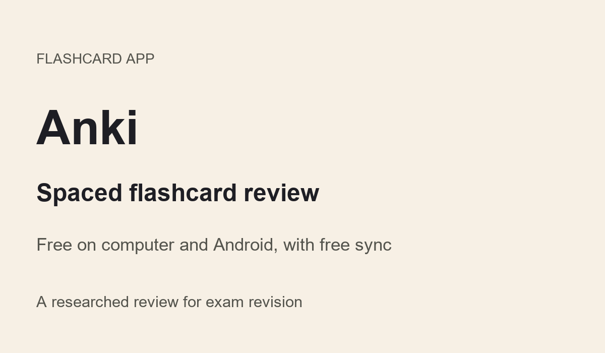 Anki review card: spaced flashcard review, free on computer and Android.